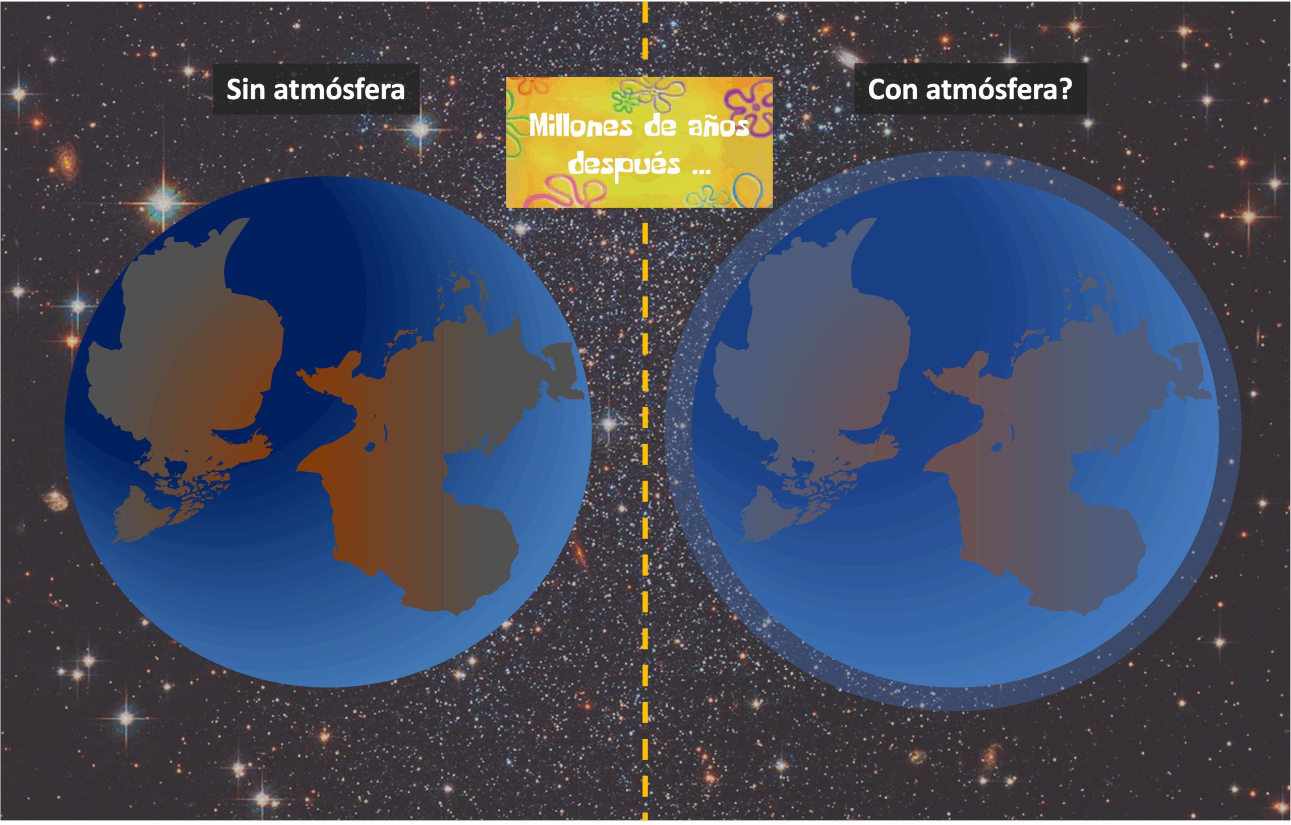 Un planeta sin atmósfera… hasta que algo lo golpea
